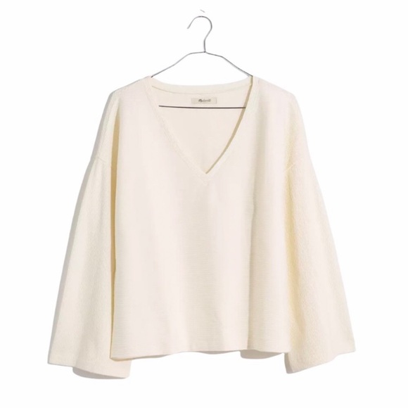 MADEWELL Textural Ottoman Jacquard V-Neck Crop Top Size Medium - Picture 2 of 8